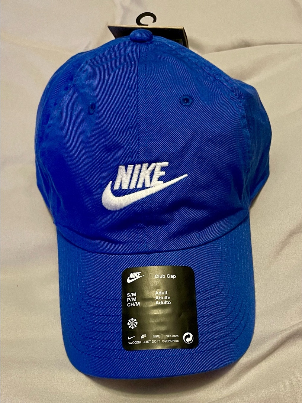 NWT Nike Adjustable Club Cap. Royal Blue/White. Unisex, S/M. *FB5368-480